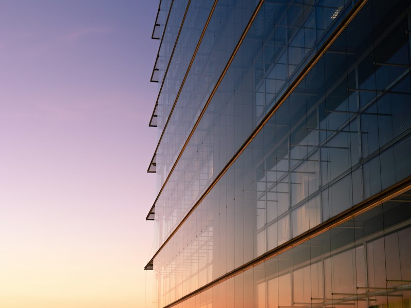 Full-height glazing and an exposed timber ceiling
